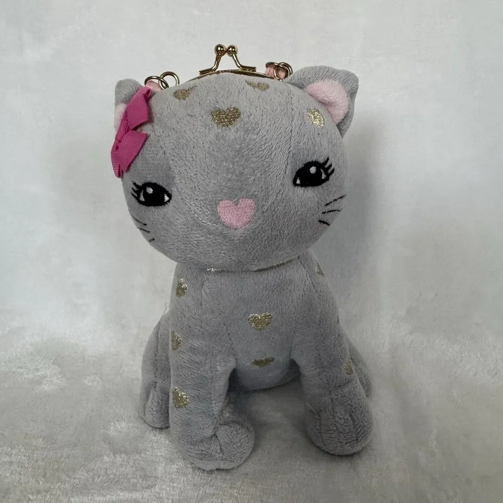 Gymboree Plush Cat Coin Purse Coquette Kawaii Kitty Novelty Handbag Pink